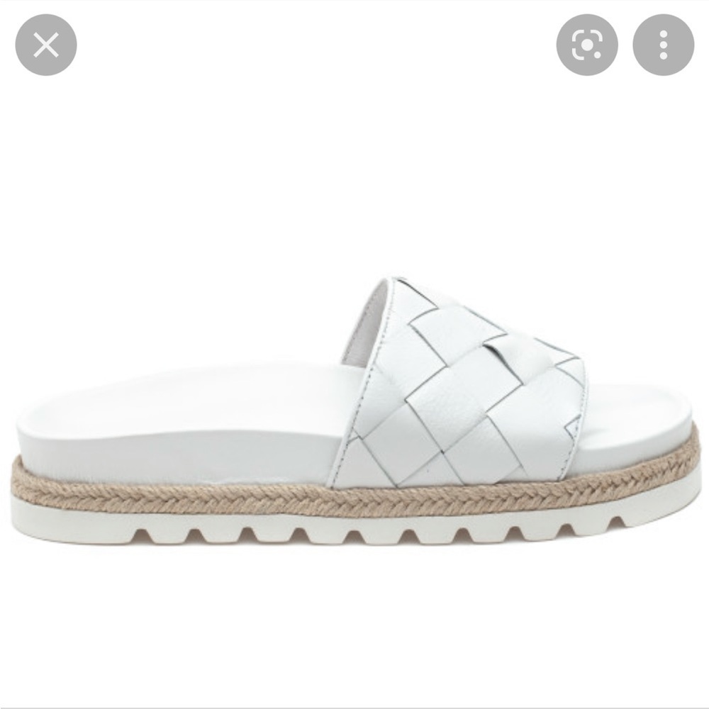 Jslides Rollie white woven leather slide sandals sz 9